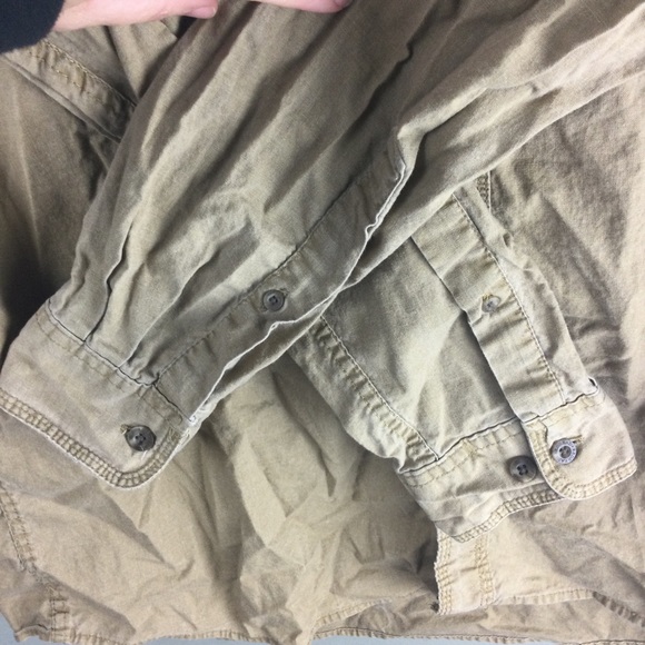 Redhead Tan Cotton Seam Detailed Long Sleeve Button Up Cargo Shirt Size Large - Picture 7 of 9